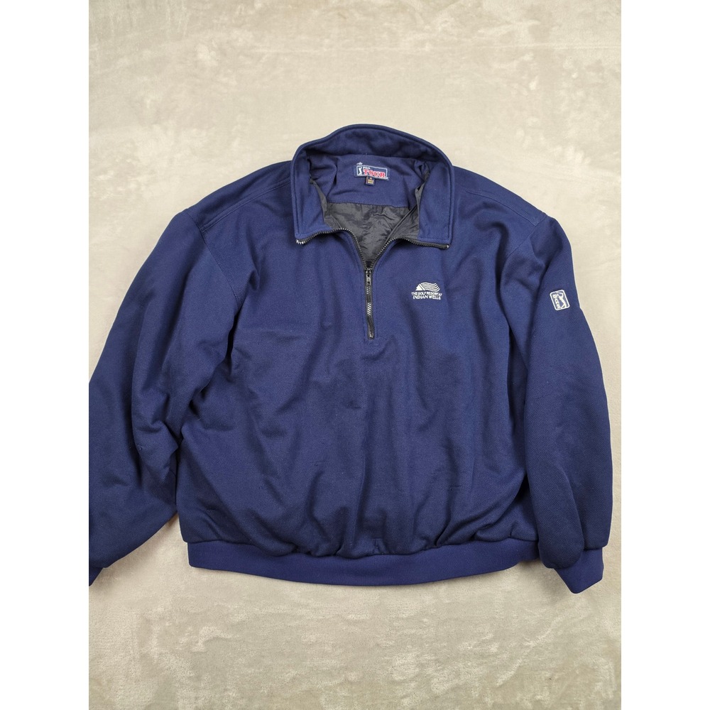 Vintage PGA Tour 1/4 Zip Mens XL Blue Indian Wells Golf Resort Windbreaker Lined